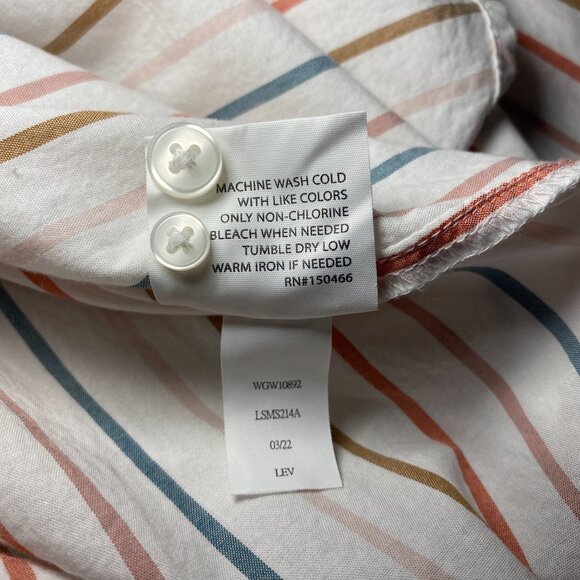 Market & Spruce Sohla Poplin Button Down Shirt Womens L Verticle Stripe White - Picture 6 of 10